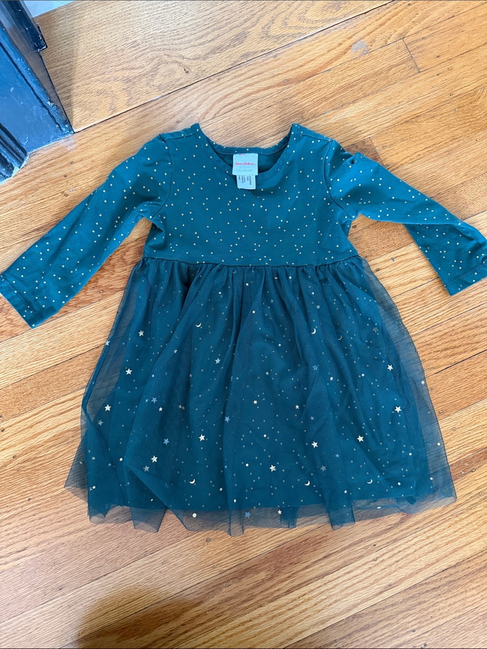 Hanna Andersson forest green Long-Sleeve Tulle Star Dress